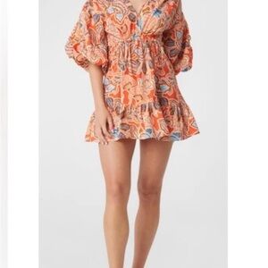 Misa Los Angeles Orange Multi Floral Paisley Dress